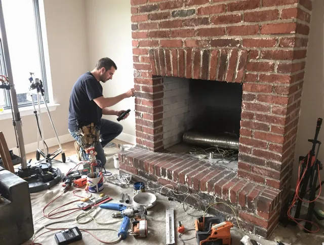 Claremont Chimney Sweep specialist finalizing chimney liner service in Claremont, CA