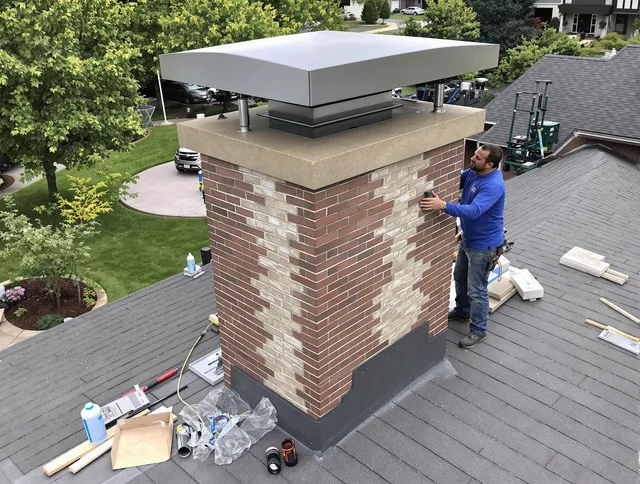 Claremont Chimney Sweep team working on a custom chimney remodel in Claremont, CA