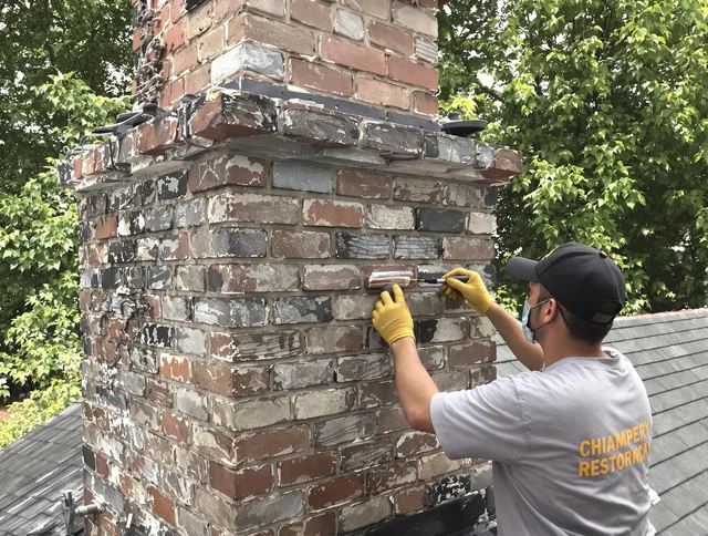 In-progress chimney restoration by Claremont Chimney Sweep in Claremont, CA